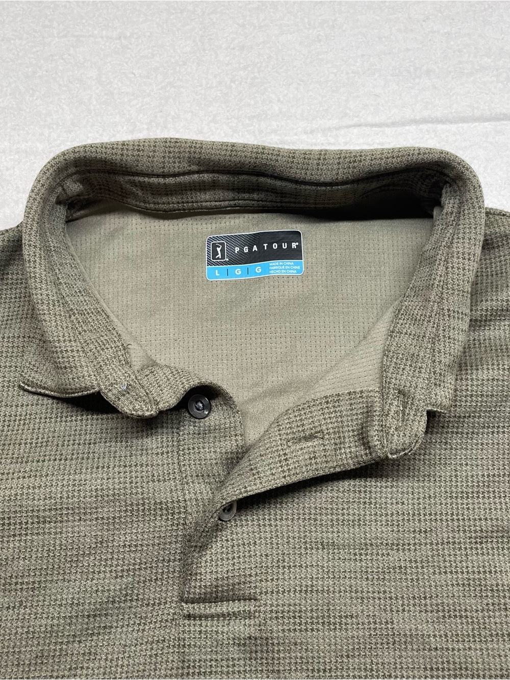 PGA TOUR Olive Waffle Knit Polo Shirt